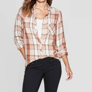 Universal Thread Plaid Lightweight Button Down Long Sleeve Size Medium